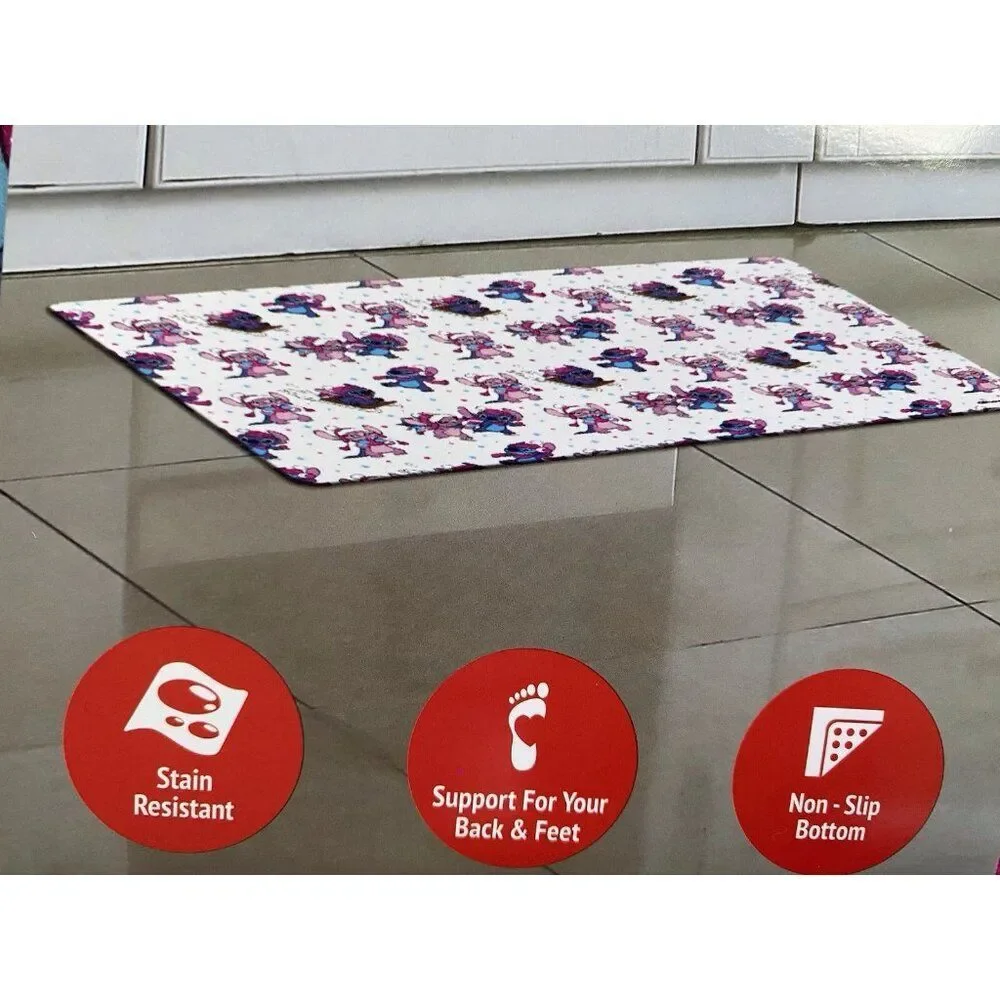 Disney Stitch & Angel Anti Fatigue Kitchen Mat 18 X 30”‎ Christmas Snow Sled NEW